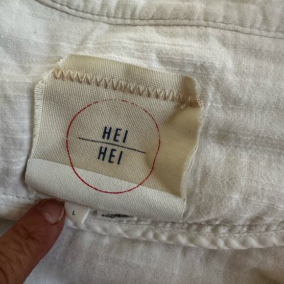 Anthropologie Hei Hei Breakaway Jacket White Cotton Lightweight Coastal Pockets - Picture 3 of 11